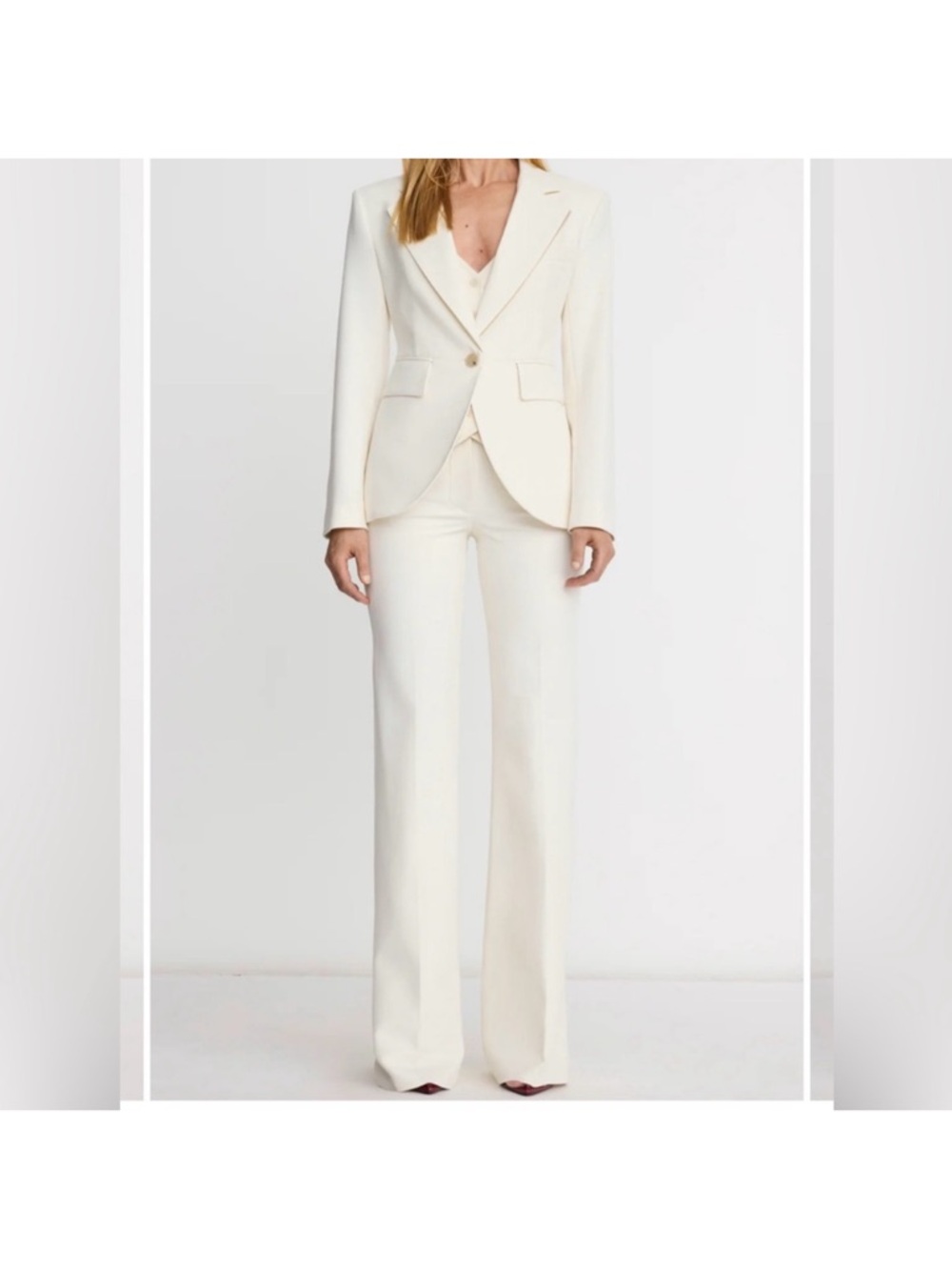 Smythe Ivory Wide-Leg Tailored Trousers